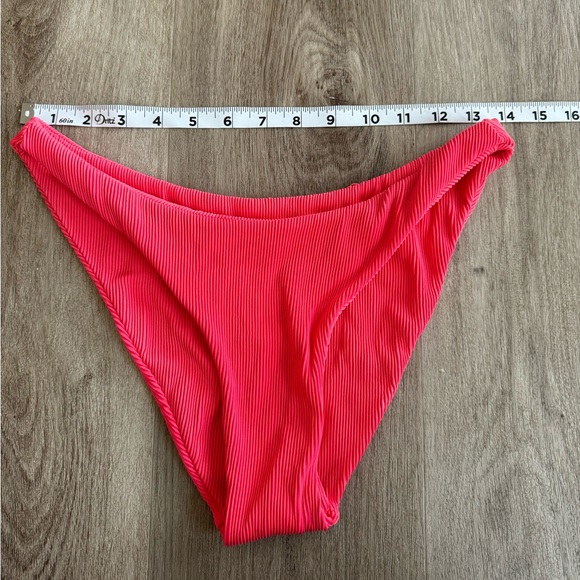 Kulani Kinis Bandeau Strapless Bikini High Cut Cheeky Bright Neon Pink Ribbed S - Picture 6 of 7